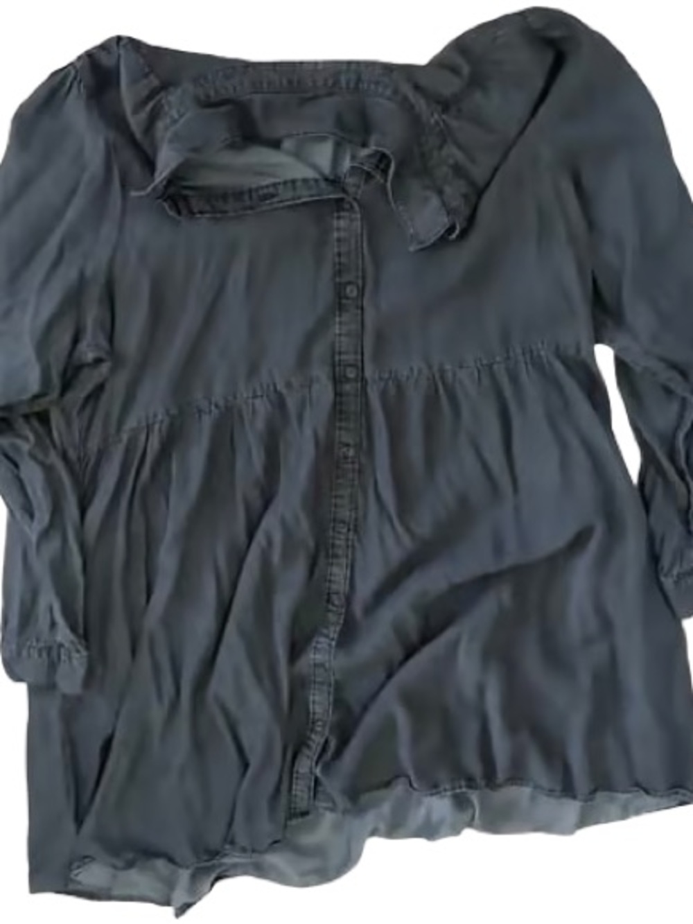 Womens Dark Gray Button-Front Peasant dress